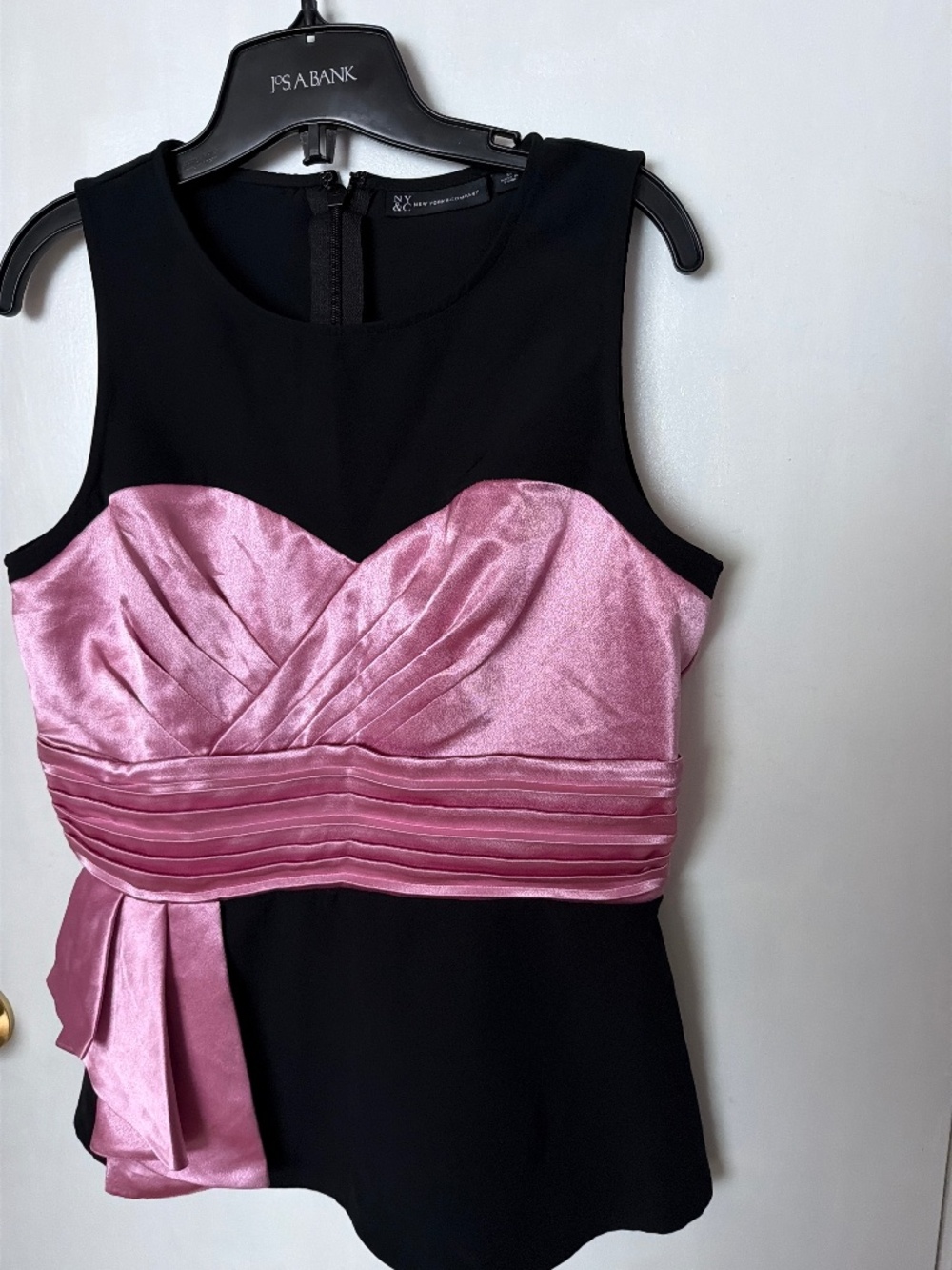 New York and Co Black & Pink Satin Cocktail Top– Elegant & Feminine